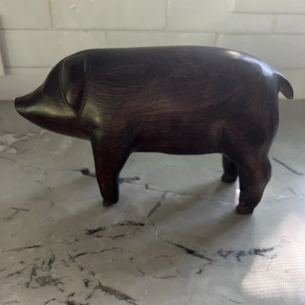 Vintage Iron Wood Adorable‎ PIG Figurine